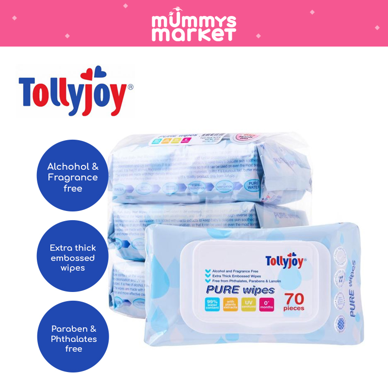 Tollyjoy Pure Wipes Unscented 3x70s